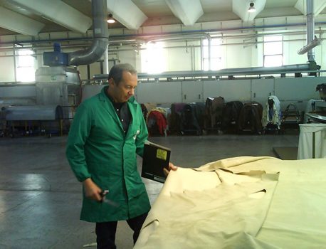 Our experts carefully selecting our hides in stock